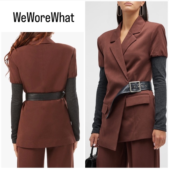 ✨ Host Pick ✨ WEWOREWHAT ~ Rib Sleeve Suiting Belted Blazer - Picture 1 of 8